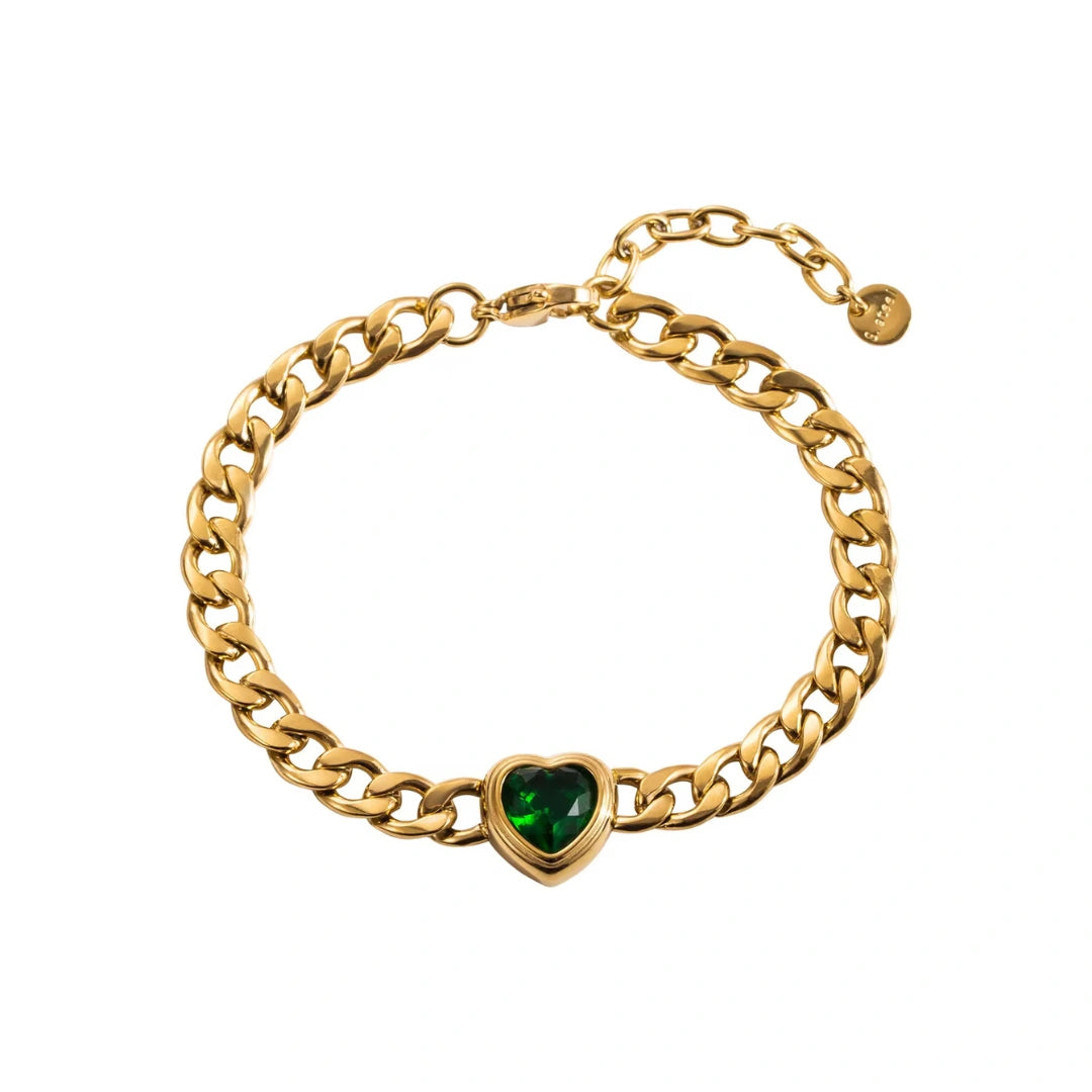 Heart Emerald Bracelet