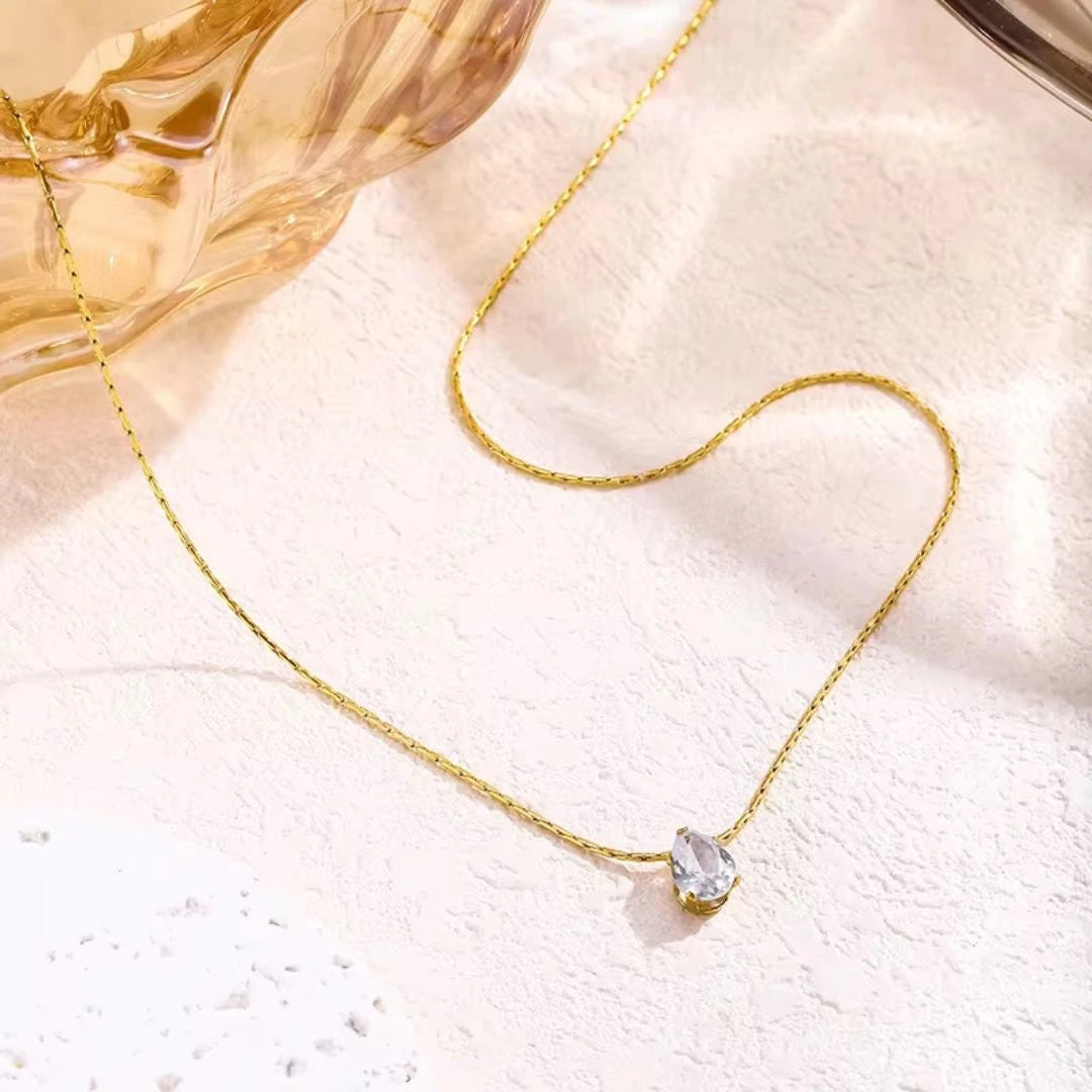 Solitaire drop necklace
