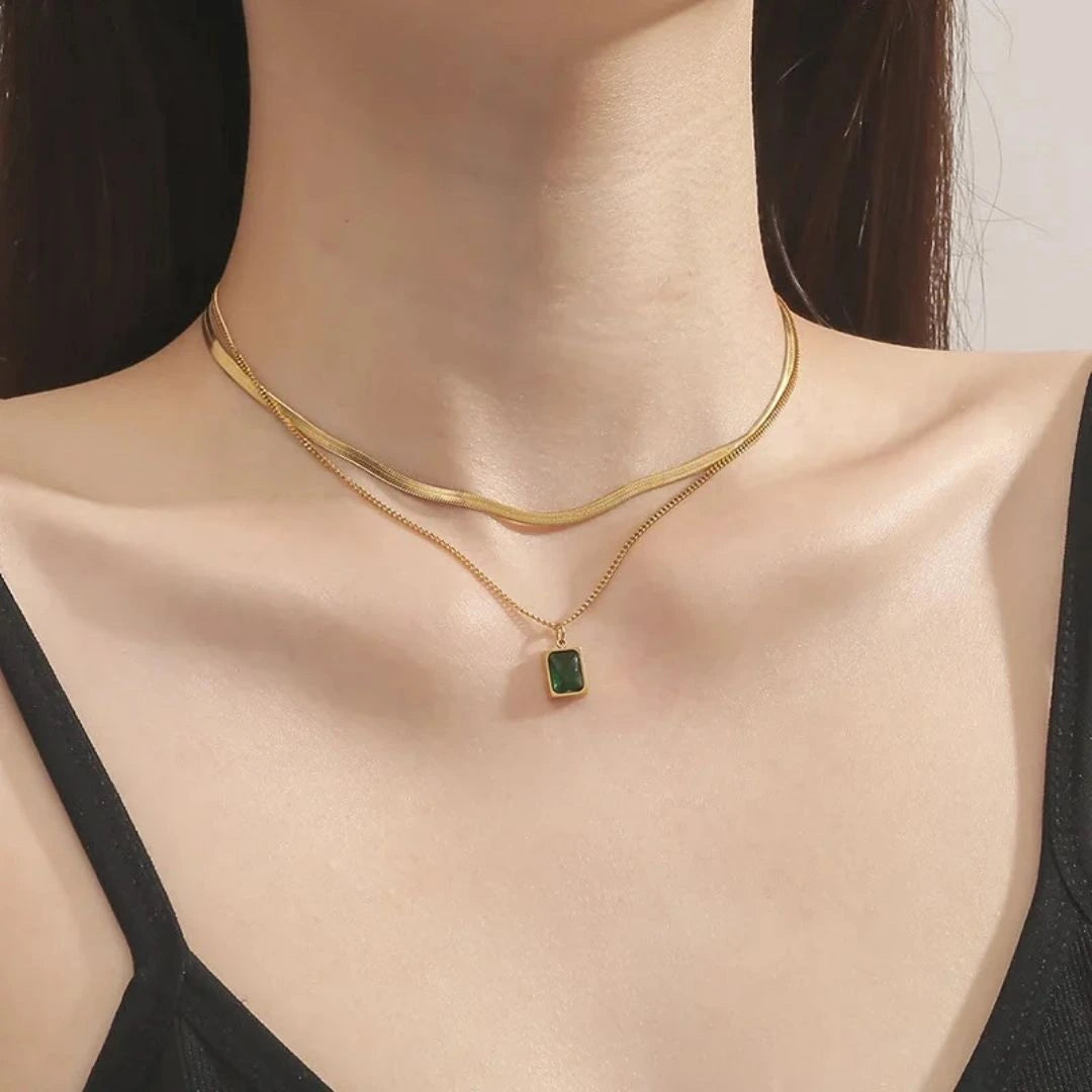 Layered Emerald Necklace