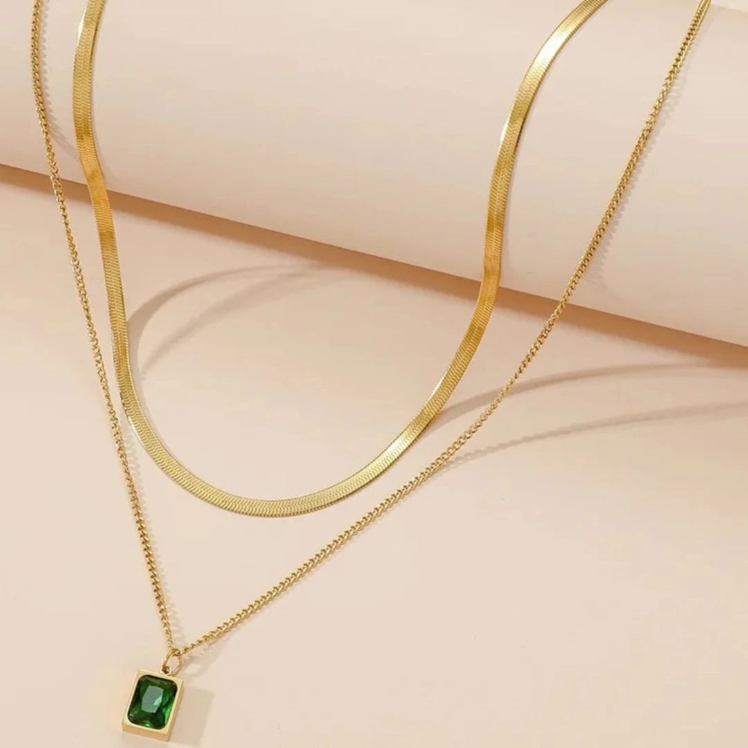 Layered Emerald Necklace