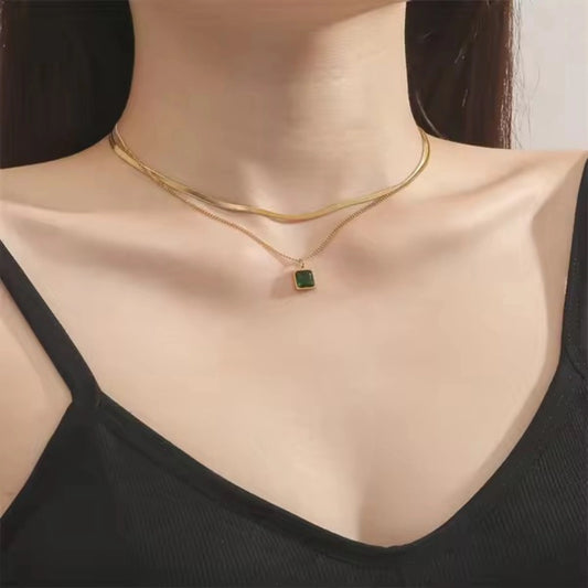 Layered emerald Necklace