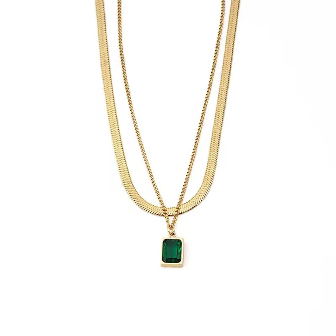 Layered emerald Necklace