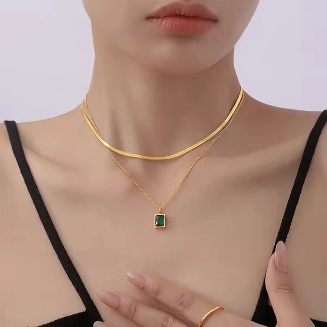 Layered emerald Necklace